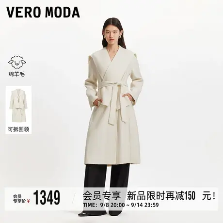 Vero Moda毛呢大衣2025秋冬新款纯绵羊毛三穿围领收腰双面呢外套商品大图