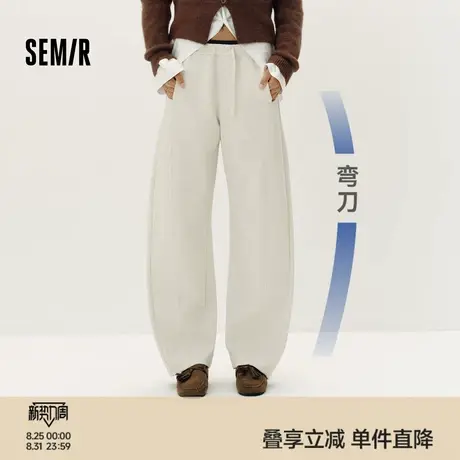 森柔棉|商场同款森马休闲裤女黑色裤子弯刀裤2025新款秋宽松长裤商品大图