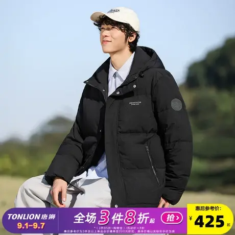唐狮2024冬季新款羽绒服男连帽短款面包服加厚保暖港风青少年外套商品大图