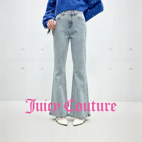 Juicy Couture橘滋牛仔裤女2025年秋季新款烫钻微喇气质修身长裤商品大图