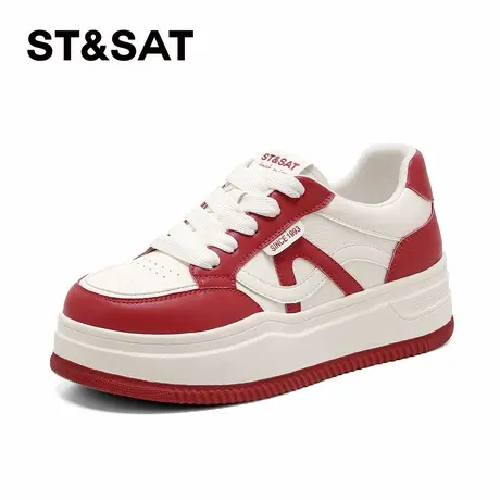 星期六红色休闲板鞋女款新款春季厚底增高时尚软底运动小白鞋商品大图