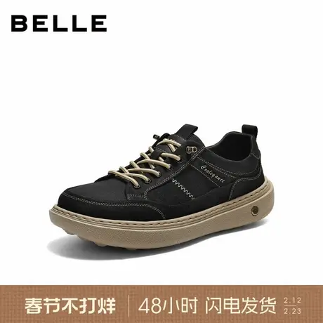 百丽男士厚底增高休闲工装布鞋男26春季新款舒适套脚板鞋9AJ01AM6商品大图