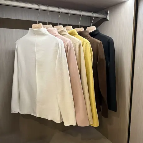 时尚德绒针织打底衫2022年冬季新款淑女温柔显瘦通勤套头上衣商品大图