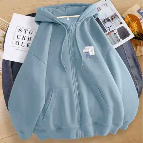 ZR真维斯开衫卫衣女春秋薄款2023美式洋气连帽开衫拉链女卫衣外套图片