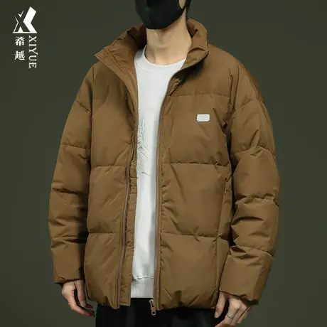 希越90%鸭绒羽绒服外套男加肥加大码7XL无帽立领棉服2023冬季新款商品大图