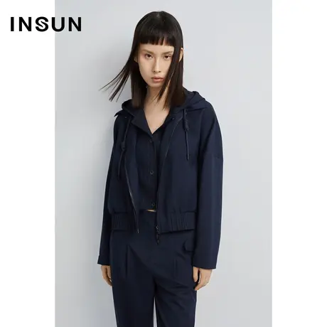 恩裳商场同款秋季时尚假两件设计休闲感抽绳百搭短外套女商品大图