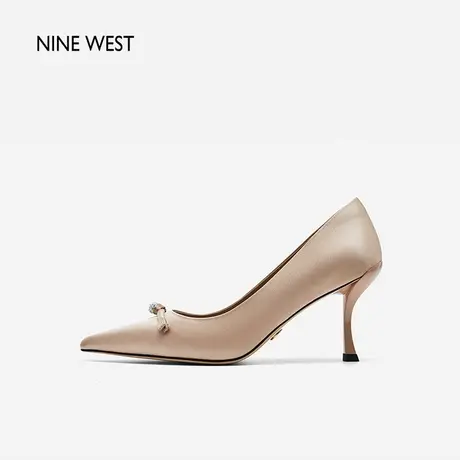Nine West/玖熙中式国风浅口气质高跟鞋春季新款尖头真丝细跟单鞋图片