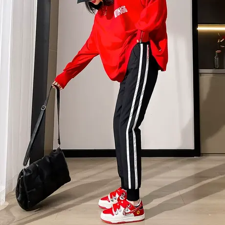 白鸭绒羽绒裤女冬季新款高腰直筒加厚保暖防寒宽松休闲束脚棉裤子图片