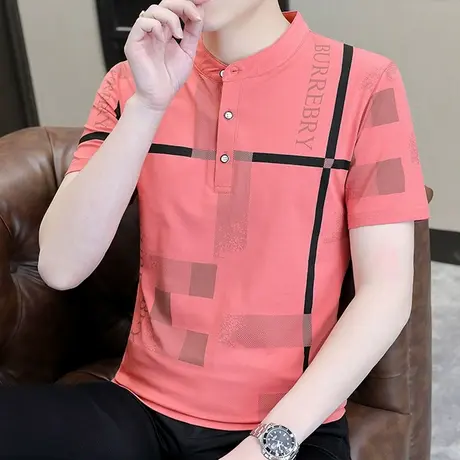 2023新款纯棉男士短袖T恤时尚休闲POLO衫上衣t体桖秋季内搭打底衫商品大图