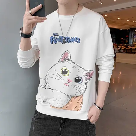 卫衣男春秋季新款潮流宽松圆领长袖t恤印花卡通情侣涂鸦休闲上衣商品大图