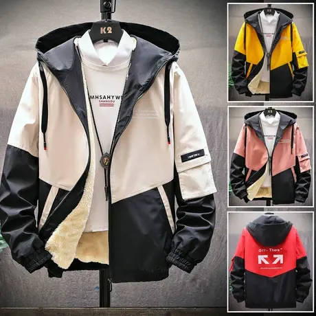 夹克男士秋冬季韩版潮流加绒加厚外套2023新款宽松工装男装上衣服商品大图