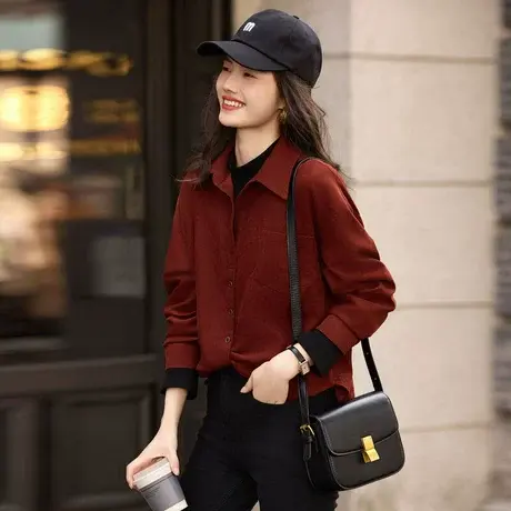 时尚气质衬衫2023年冬季新款女拼接百搭通勤职场风假两件套头上衣商品大图
