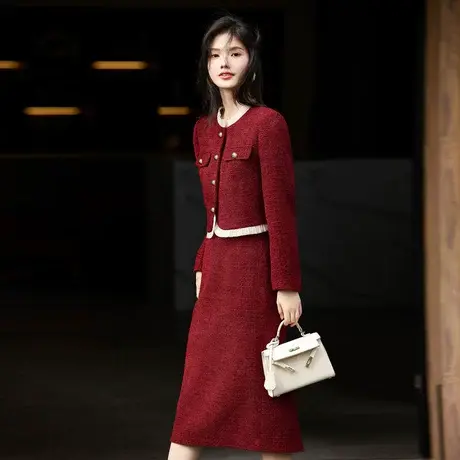时尚气质名媛风鹅绒羽绒服加厚套装女2023年冬季新款设计感两件套图片