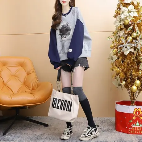 宽松短款小个子卫衣外套女2024新款早春季洋气减龄网红设计感上衣图片