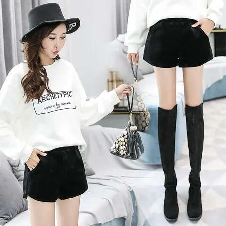 短裤女2022秋冬季新款外穿秋款冬天毛呢打底阔腿高腰显瘦靴裤潮图片