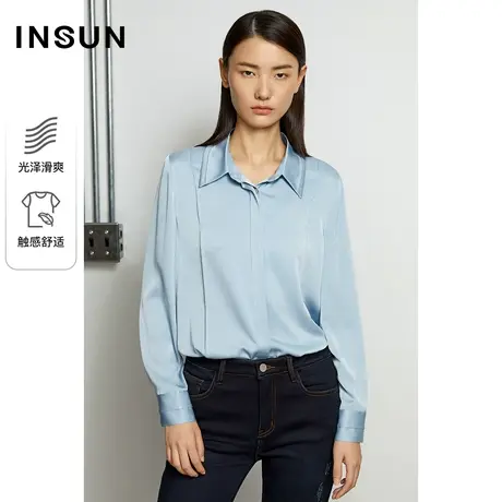 恩裳奥莱春季翻领丝滑气质衬衫图片