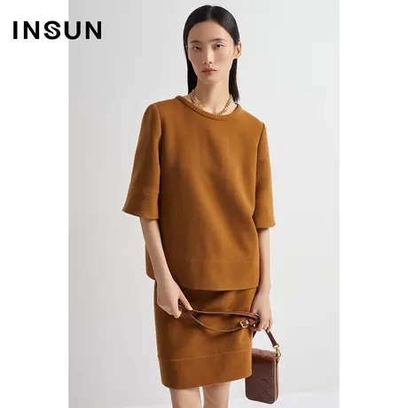 INSUN恩裳冬季链条羊毛纯色套头衫图片