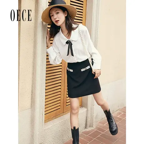 Oece气质A字裙冬装新款女装气质法式复古显瘦短裙半身裙春秋图片