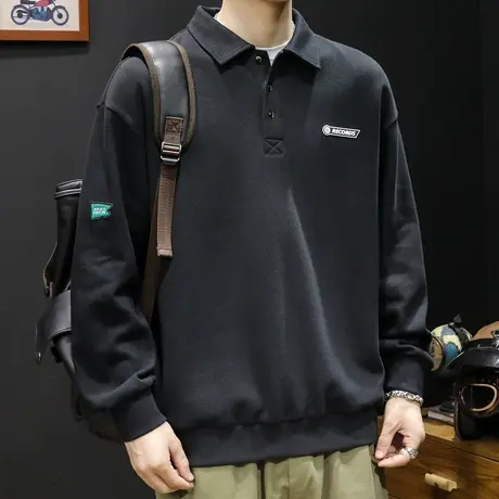 重磅高端POLO领加绒卫衣男秋冬款潮牌大码秋季2023新款上衣男款图片