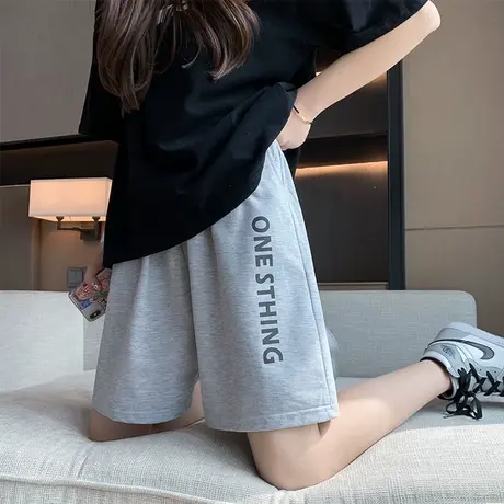 运动短裤女春夏季薄款五分裤宽松外穿跑步休闲高腰灰色中裤潮ins商品大图
