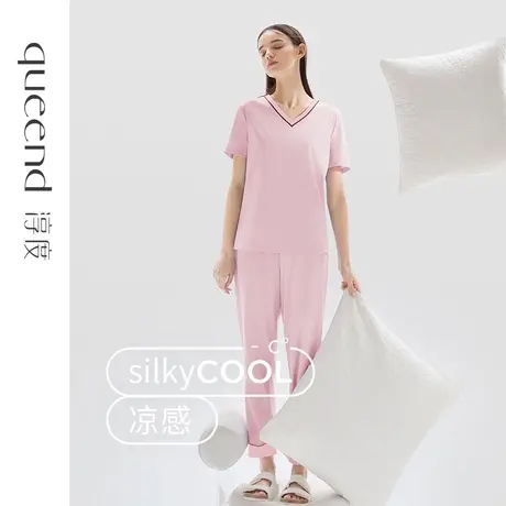 淳度【凉感丝光棉】夏天睡衣女款大码短袖长裤纯棉家居服夏套装薄商品大图
