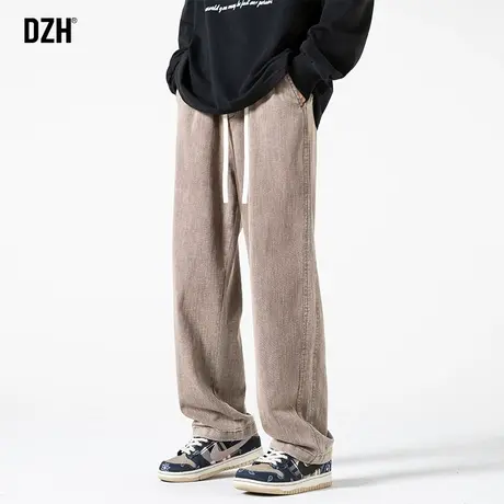 男生卡其色牛仔裤男宽松直筒秋季休闲裤子2023新款长裤百搭老爹裤商品大图