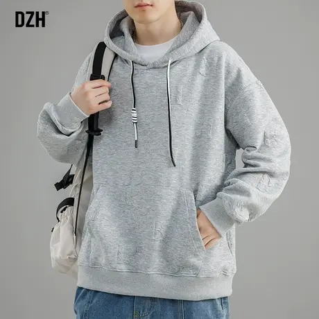 男士美式重磅卫衣男连帽潮牌宽松秋季长袖上衣男装2024新款外套潮图片