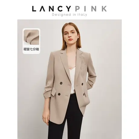 【意大利设计】朗姿醋酸高级感职业西服女2023夏新款法式西装外套图片