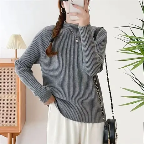 毛衣女秋冬2023新款女装上衣宽松外穿内搭加厚半高领打底针织衫女商品大图