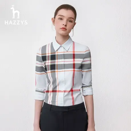 【直播专享】Hazzys哈吉斯2024合体版经典格纹英伦通勤长袖衬衣图片