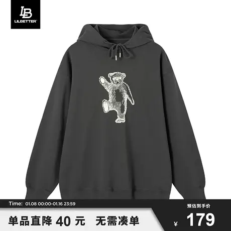 Lilbetter简约休闲重磅纯棉长袖t恤男秋冬款潮牌宽松圆领百搭卫衣商品大图