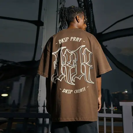 Nuthink美式高街发泡字母T恤男潮牌大码短袖男款夏季宽松半袖上衣商品大图