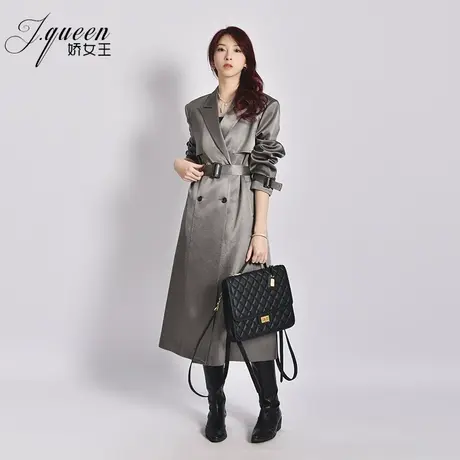 风衣外套女2024秋季新款时尚气质宽松显瘦高级感缎面光泽感大衣图片