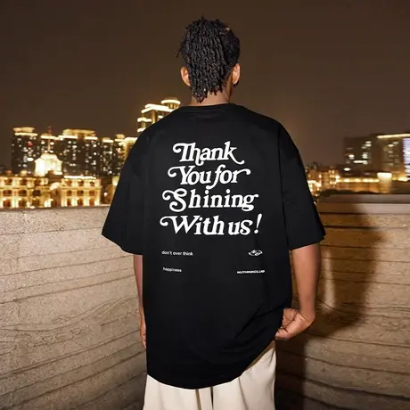 Nuthink美式宽松街头字母短袖T恤男潮牌小众加肥加大半袖男款春季商品大图