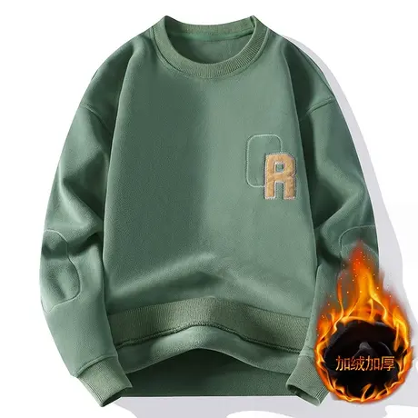 2023新款男士奥粒绒长袖T恤衫宽松加肥加大码加绒加厚卫衣打底衫图片