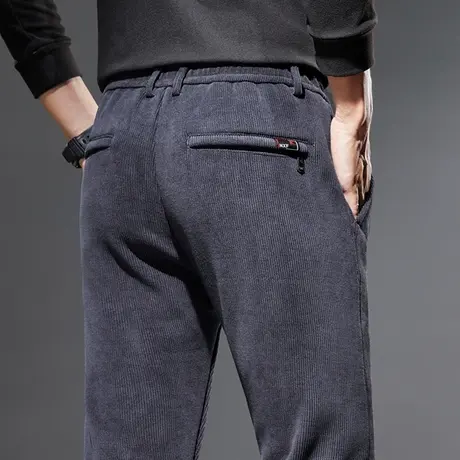 秋冬款男士灯芯绒弹力休闲裤子秋季男款高端商务灰色直筒西裤秋装商品大图