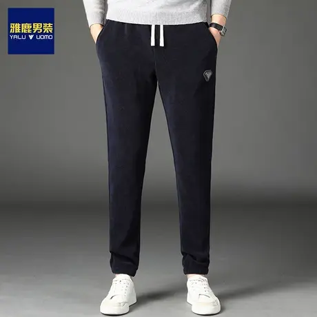 雅鹿男装灯芯绒束脚裤卫裤男士秋冬款2023新款加厚保暖款式长裤潮商品大图