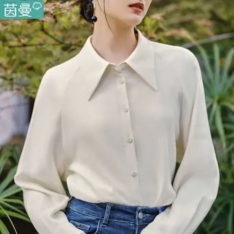 茵曼新中式本命年红衬衣女2024年春年新款国风垂感长袖衬衫薄上衣商品大图