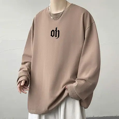 长袖T恤男士春秋季新款圆领体恤潮流宽松内搭休闲上衣纯棉打底衫T商品大图