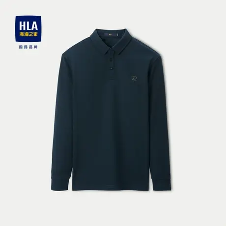 HLA/海澜之家莫代尔长袖polo衫2023秋季新款烫钻印花柔软T恤男图片