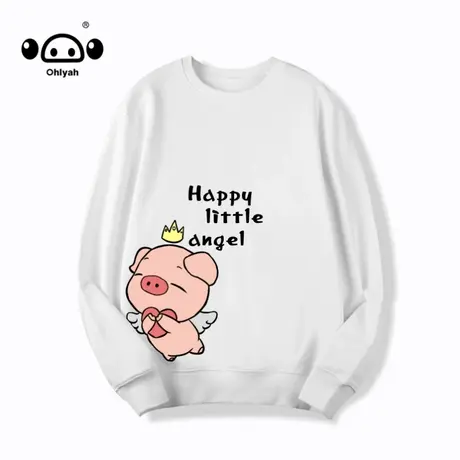 Ohlyah潮牌卫衣女春秋薄款2023年新款减龄宽松学生纯棉圆领上衣服商品大图