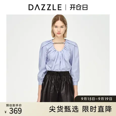 DAZZLE地素奥莱 链条抽褶领口法式衬衫上衣女2D1D5221R图片