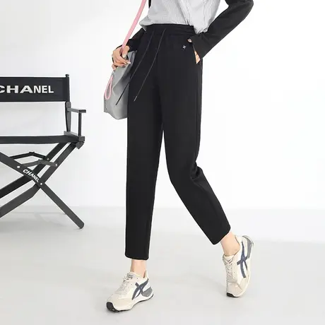 黑色小脚裤哈伦裤女秋季2023新款松紧腰显瘦九分休闲裤百搭萝卜裤商品大图