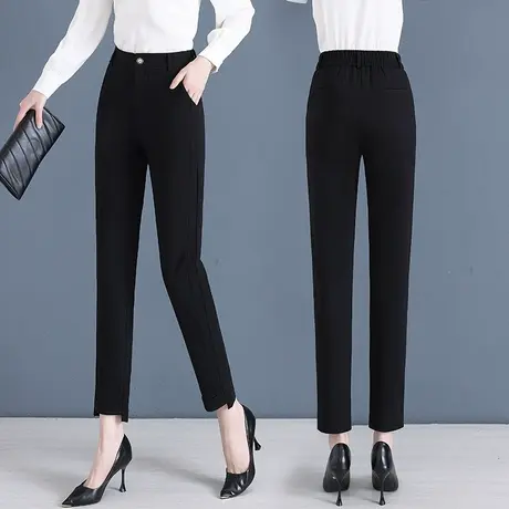 休闲西装裤女2023春秋新款小个子西裤高腰直筒设计感直筒西装裤子图片