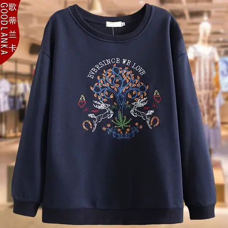 中老年妈妈春装新款2023宽松卫衣洋气时尚中年加大码女装刺绣上衣商品大图