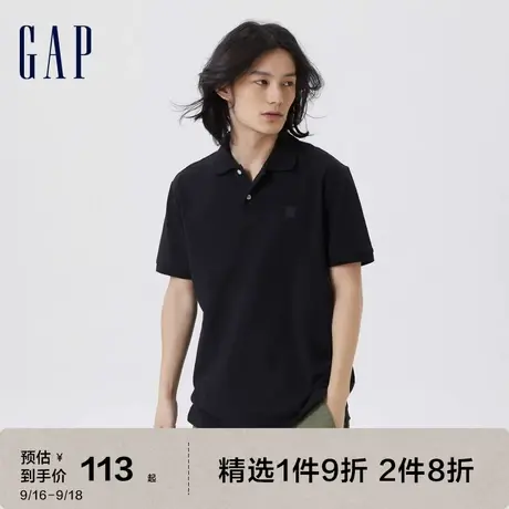 Gap男装夏季2023新款LOGO纯色短袖POLO衫611572通勤休闲T恤上衣商品大图