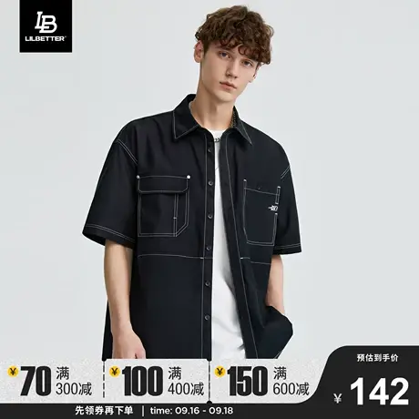 Lilbetter短袖衬衫男2023新款夏季外套衬衣潮流刺绣寸衫宽松男装商品大图