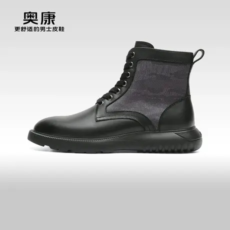 【陈伟霆同款】奥康运动皮鞋冬季新款潮流高帮短靴真皮马丁靴图片