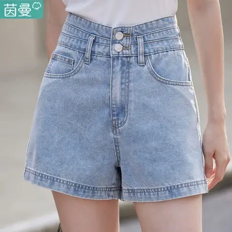 茵曼阔腿牛仔短裤女士2023夏季新款显瘦高腰宽松直筒休闲时尚热裤商品大图