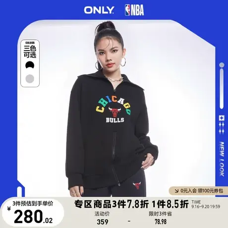 ONLY奥莱2023夏季新款NBA联名款落肩字母印花宽松卫衣商品大图